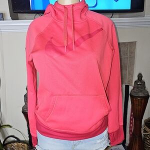 Nike Therma Fit Womens Hot Coral Pink Pullover Hoodie. Size MEDIUM.